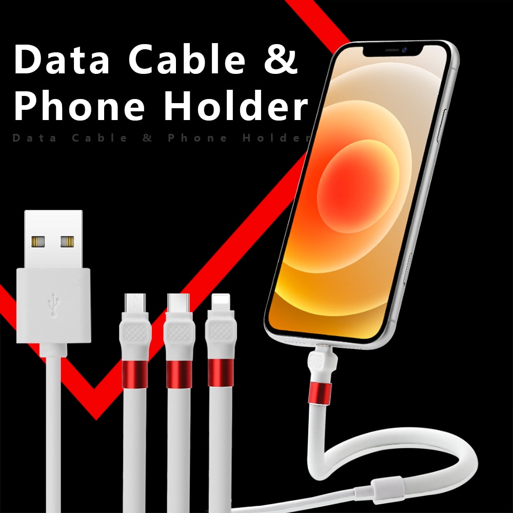 구부릴 수있는 빠른 충전 범용 휴대 전화 홀더 데이터 케이블 다기능 게으른 범용 데스크탑 홀더 충전 케이블